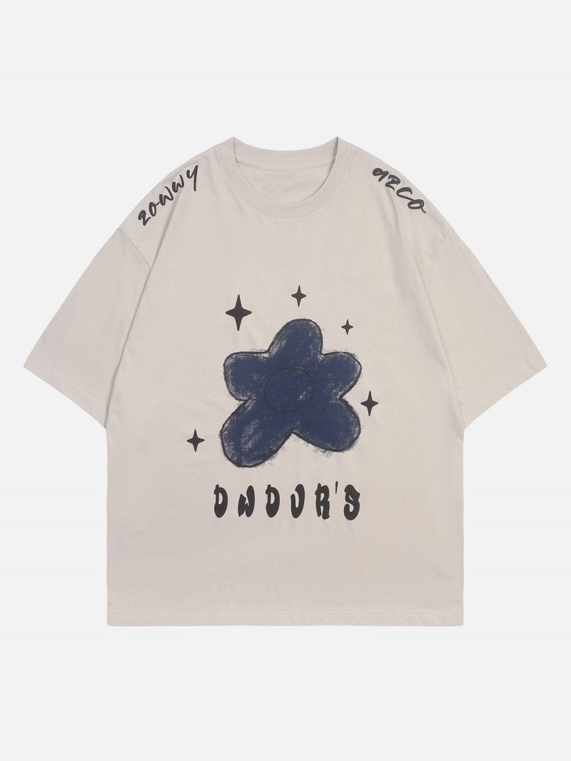 Noir  T Shirts Aelfric Eden Star Flower Print Tee - ZNC-1820180